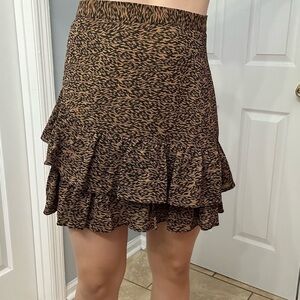 Ted Baker London Skirt Asymmetric Ruffle Brown Dainty Size UK 4 12 Large New